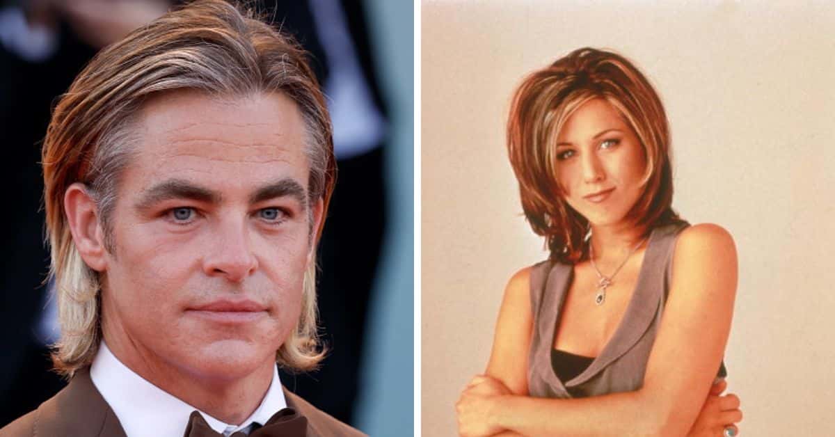 Publicist said Chris Pine looked like rachel Green in long hair (Photos by John Phillips and NBC Television/Getty Images)