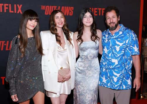 (L-R) Nina Dobrev, Jackie Sandler, Sadie Sandler and Adam Sandler attend the Los Angeles Premiere Of Netflix's 