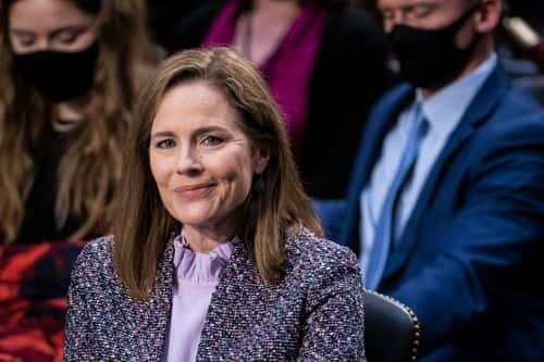 Supreme Court nominee Judge Amy Coney Barrett testifies before the Senate Judiciary Committee on the third day of her Supreme Court confirmation hearing on Capitol Hill on October 14, 2020 in Washington, DC. Barrett was nominated by President Donald Trump to fill the vacancy left by Justice Ruth Bader Ginsburg who passed away in September.