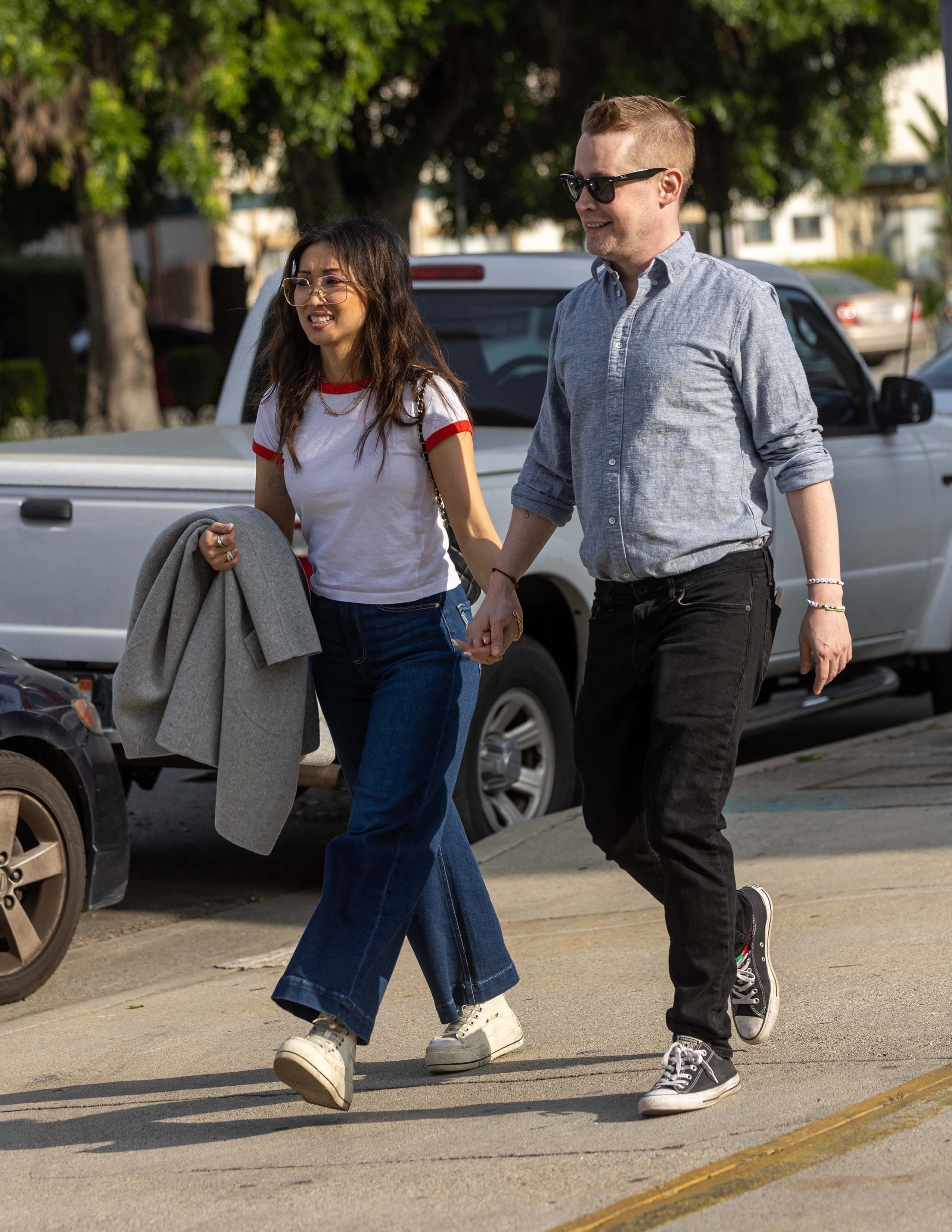 The couple welcomed their first child, Dakota Song Culkin on April 5, 2021 (backgrid)