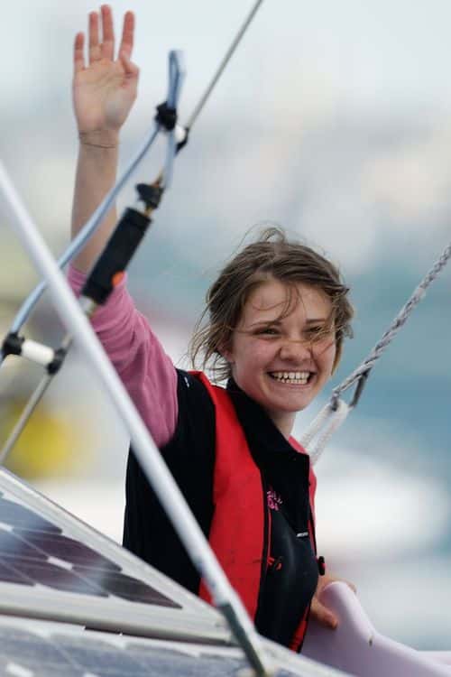 Teen sailor Jessica Watson arrives back home in Sydney following her world record attempt to become the youngest person to sail solo, non-stop and unassisted around the world, in Sydney Harbour on May 15, 2010 in Sydney, Australia. The 16-year old set out in October last year to break the record held by fellow Australian Jesse Martin, but there remains doubt from the World Speed Sailing Record Council (the official record body) as to whether she sailed far enough north of the equator to claim the world record.