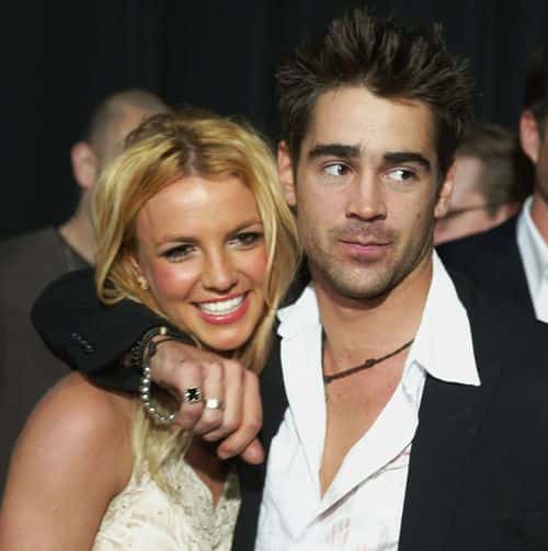 Singer Britney Spears and actor Colin Farrell arrive at the premiere of 'The Recruit' at the Cinerama Dome on January 28, 2003 in Hollywood, California.