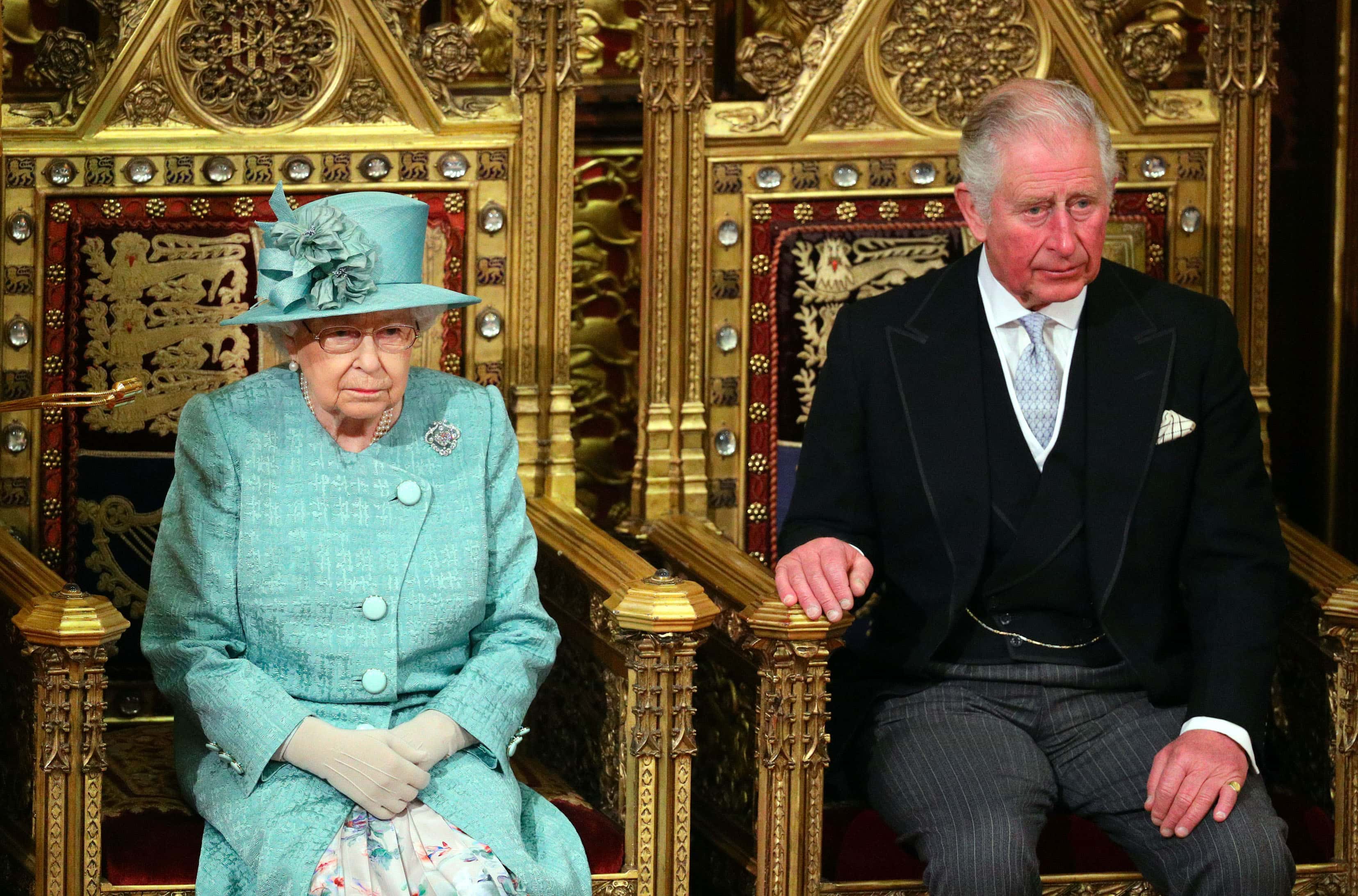 Queen Elizabeth II and Prince Charles, Prince of Wales are seated for the state opening of parliament at the Houses of Parliament on December 19, 2019 in London, England. In the second Queen's speech in two months, Queen Elizabeth II will unveil the majority Conservative government's legislative programme to Members of Parliament and Peers in The House of Lords.