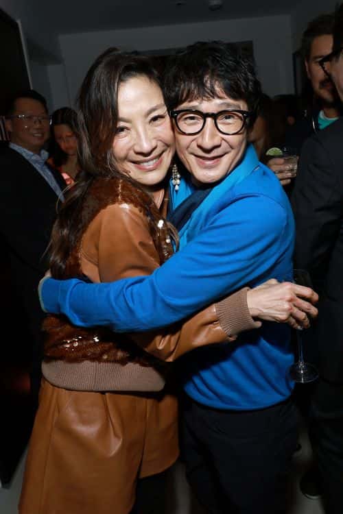 (L-R) Michelle Yeoh and Ke Huy Quan pose as Vanity Fair and Richard Mille host a private cocktail party honoring A24's