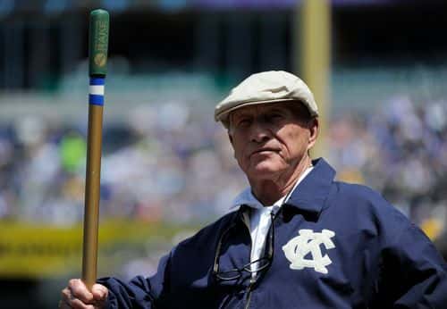 Former Kansas City Royals groundskeeper George Toma watches a game between New York Yankees and Kansas City Royals in the fourth inning at Kauffman Stadium on May 17, 2015 in Kansas City, Missouri.