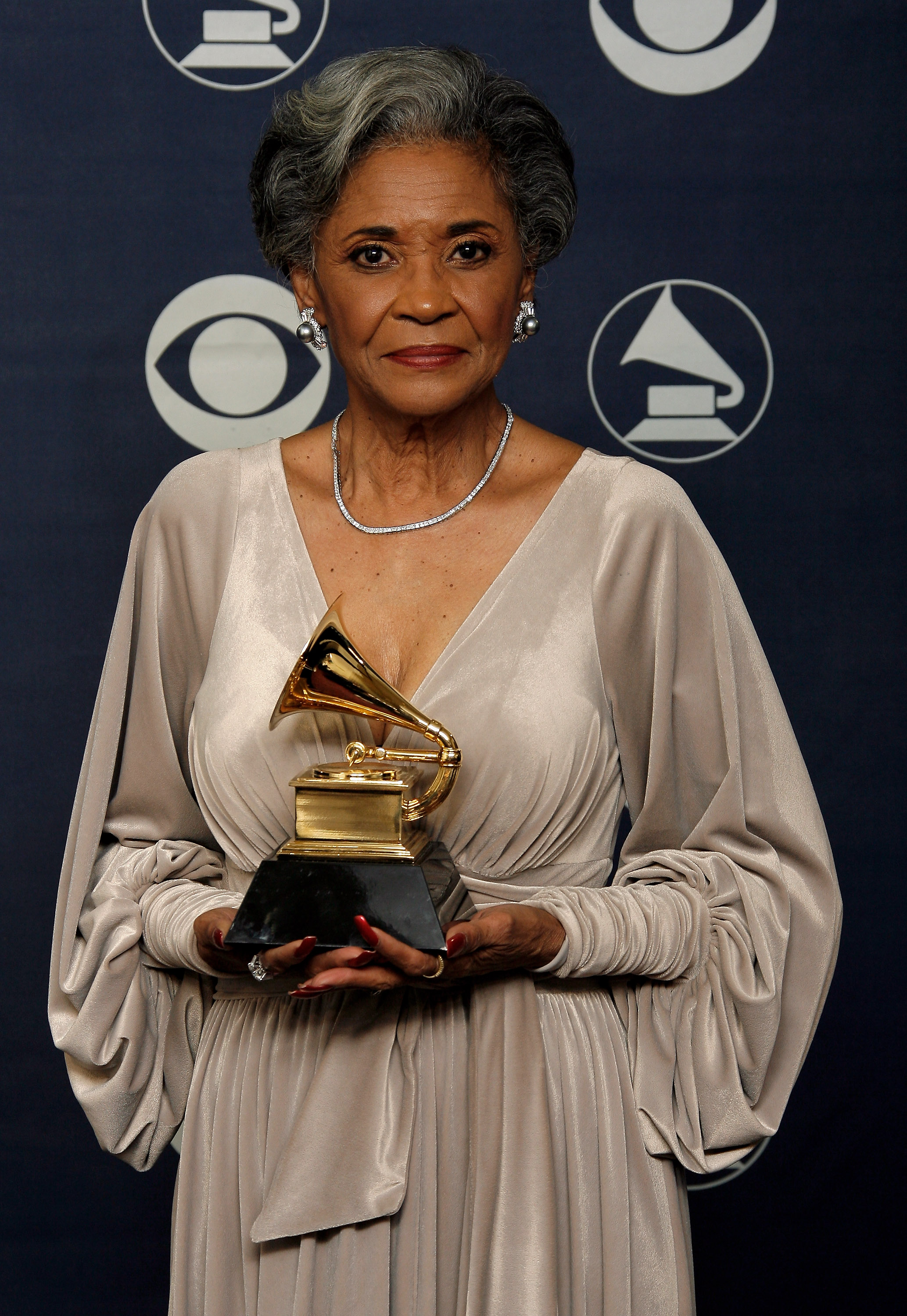 Singer Nancy Wilson poses with her Grammy for Best Jazz Vocal Album for 'Turned To Blue' in the press room at the 49th Annual Grammy Awards at the Staples Center on February 11, 2007 in Los Angeles, California.