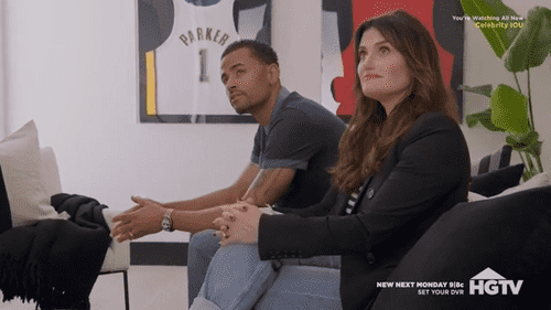 Idina Menzel and her friend and son's basketball coach James Hunt on 'Celebrity IOU' Season 4 Part 2 (HGTV)