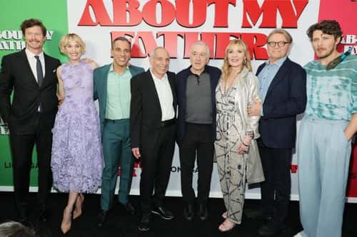 (L-R) Anders Holm, Leslie Bibb, Sebastian Maniscalco, Salvo Maniscalco, Robert De Niro, Kim Cattrall, David Rasche and Brett Dier attend the 