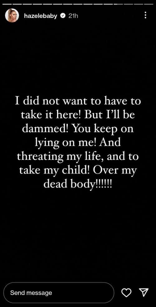 Hazel E's story detailing her husband De'Von Waller's cheating and abuse (@Hazelebaby/Instagram)