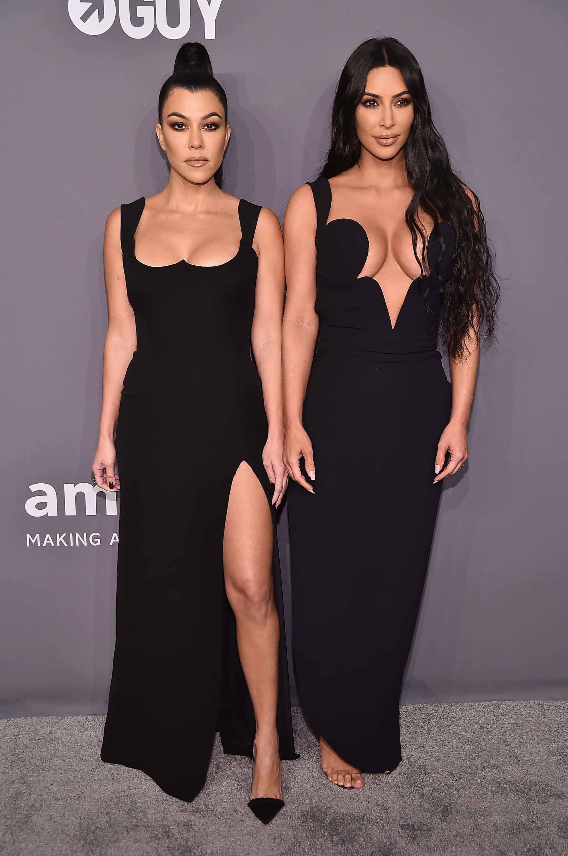 Kourtney Kardashian and Kim Kardashian West attend the amfAR New York Gala 2019 at Cipriani Wall Street on February 6, 2019 in New York City. (Photo by Theo Wargo/Getty Images)