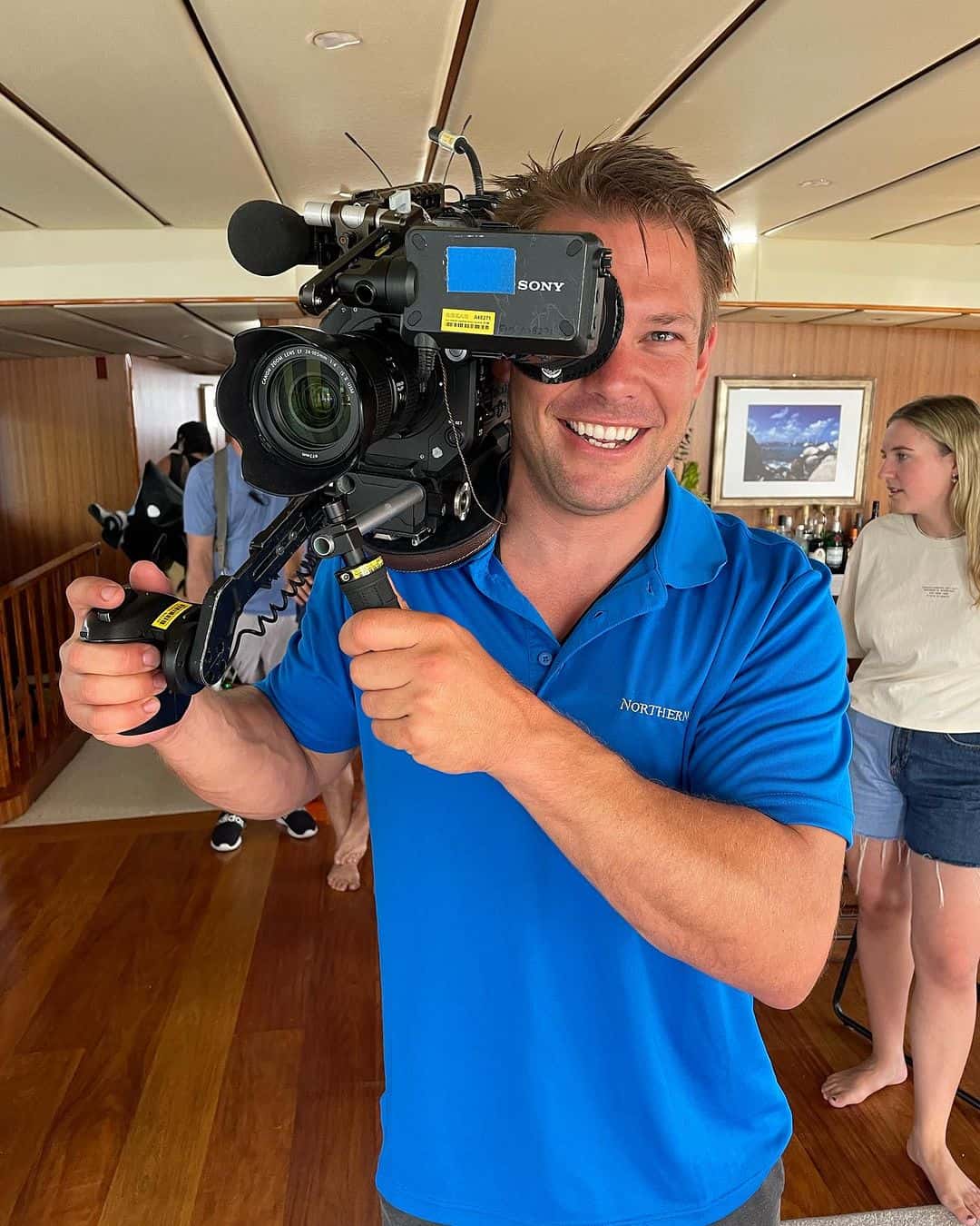 'Below Deck Down Under' Season 2 star Joao Franco posing with filming camera (Instagram/@joaograntfranco)