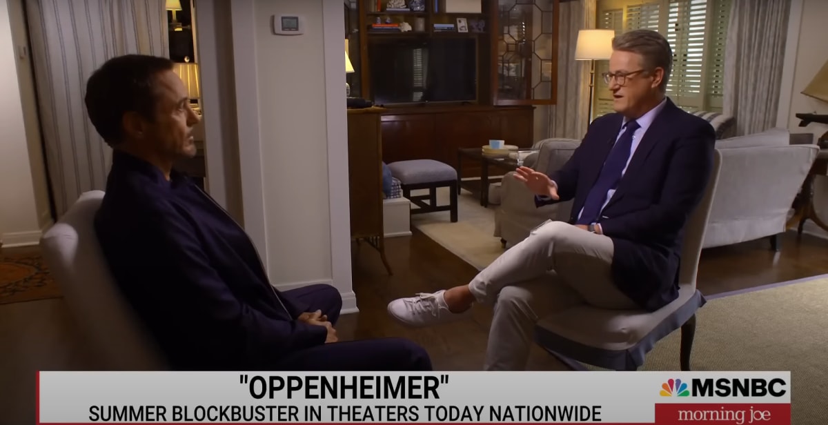 'Morning Joe' host Joe Scarborough interviewed Robert Downey Jr. as part of 'Oppenherimer's release (YouTube/MSNBC)