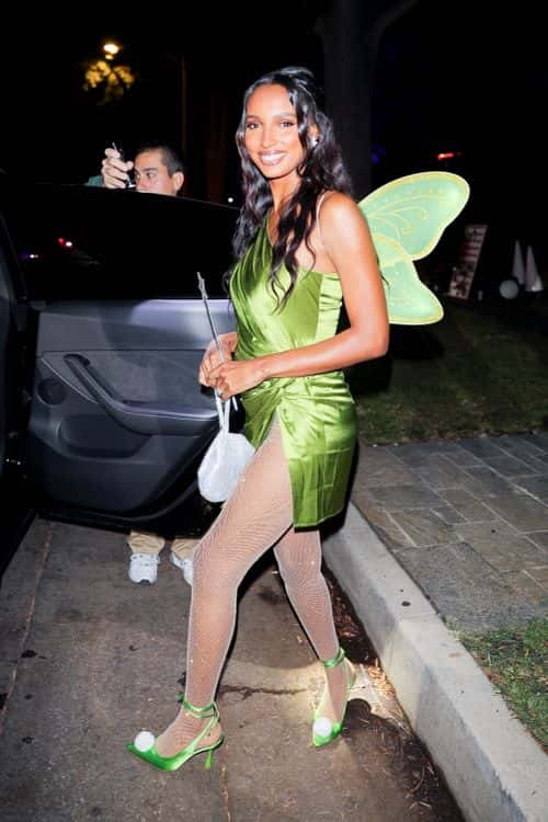 Jasmine Tookes steps out as Tinker Bell at the Casamigos Halloween party (Backgrid)