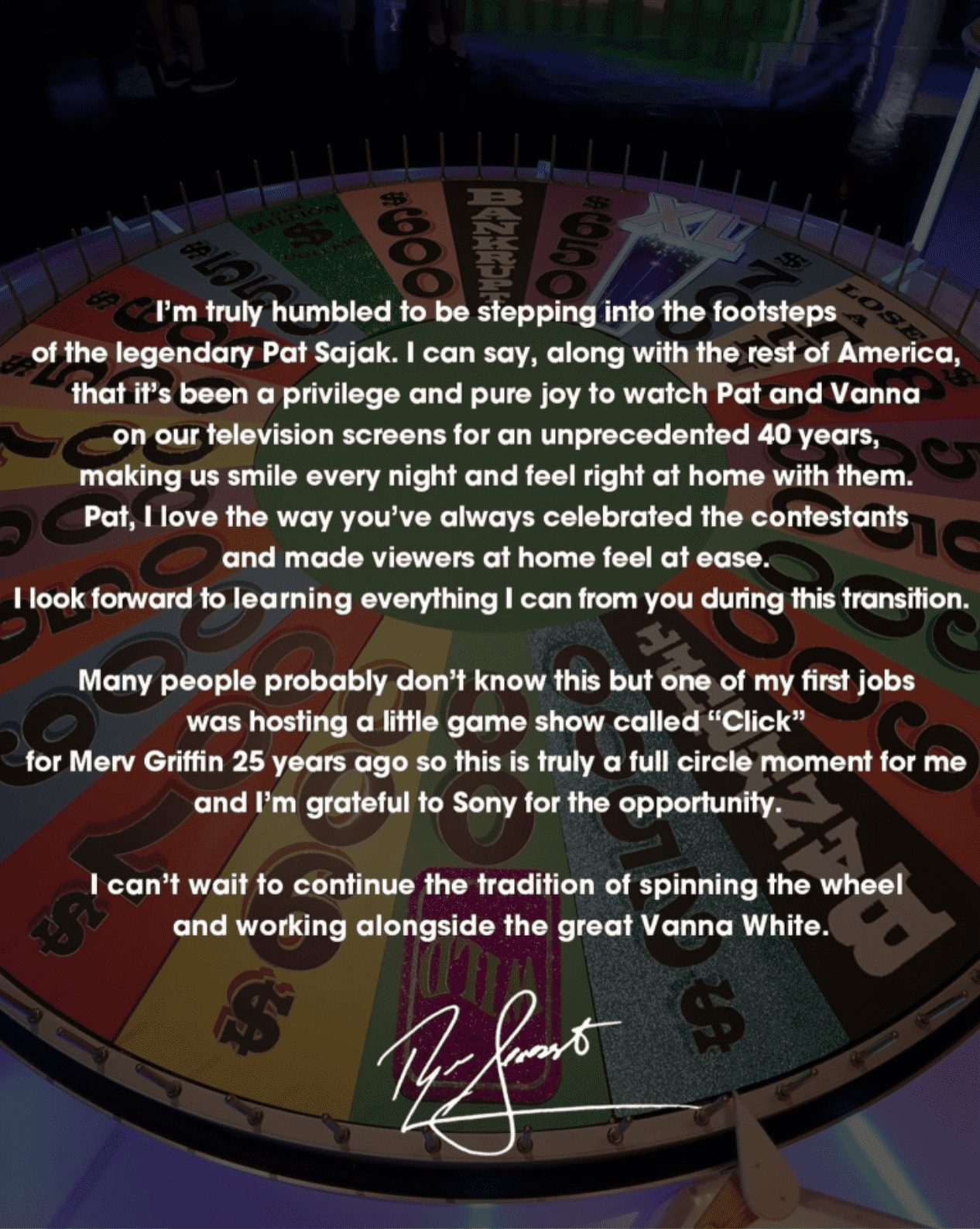 Ryan Seacrest shared his thoughts on filling the big shoes of Pat Sajak (@ryanseacrest/Instagram)