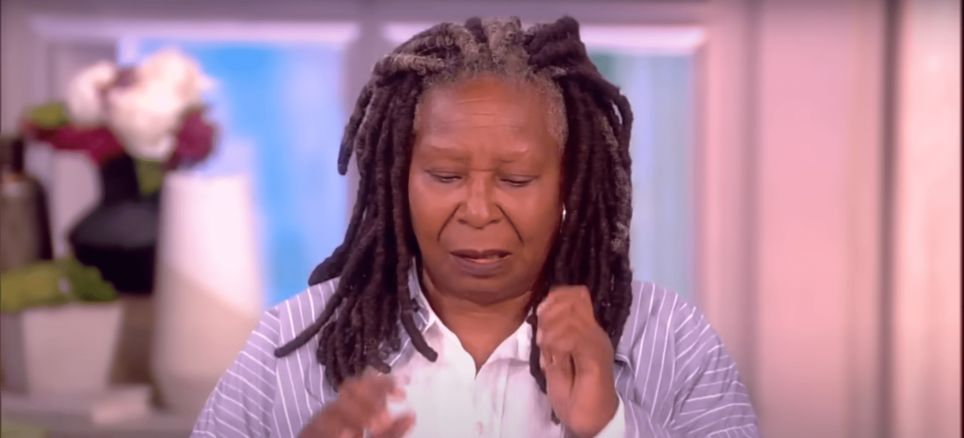 Whoopi Goldberg looks annoyed and frustrated during the 'Hot Topics' segment 