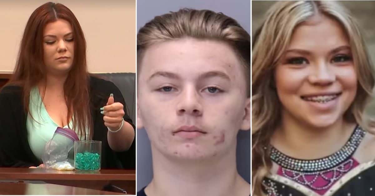 Alexis Bailey dropped 114 green stones in the Jar representing how many times Aiden Fucci stabbed her sister Tristyn Bailey (NBC News/ Screenshot, St. Johns County Sheriff’s Office)