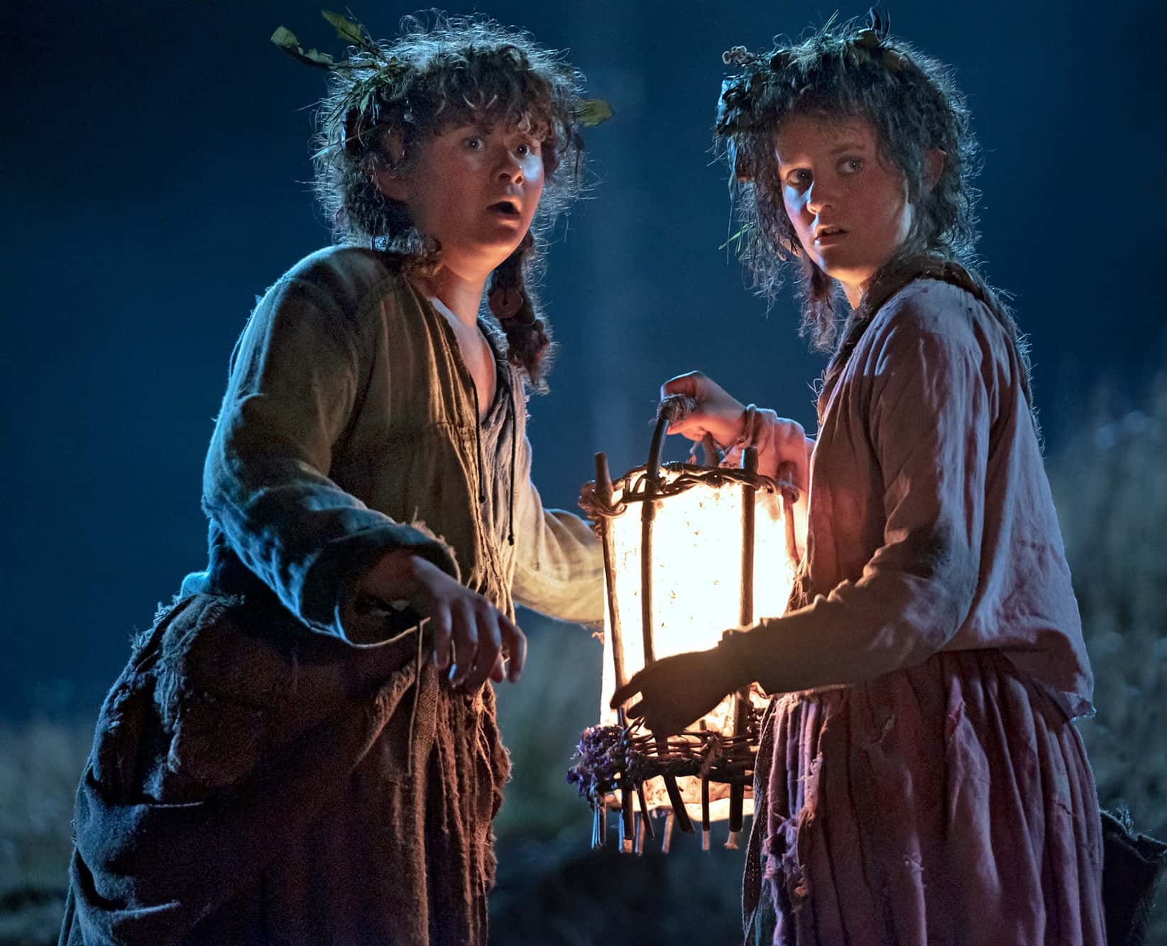 Megan Richards as Poppy and Markella Kavenagh as Nori in 'The Rings of Power' (Amazon Studios)