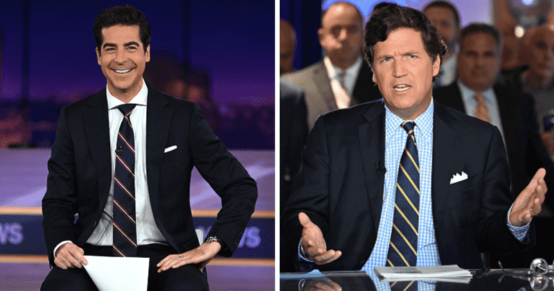 Jesse Watters (L) is set to take over the 8 pm prime time slot on Fox News that was previously held by Tucker Carlson (Jason Koerner/Getty Images)