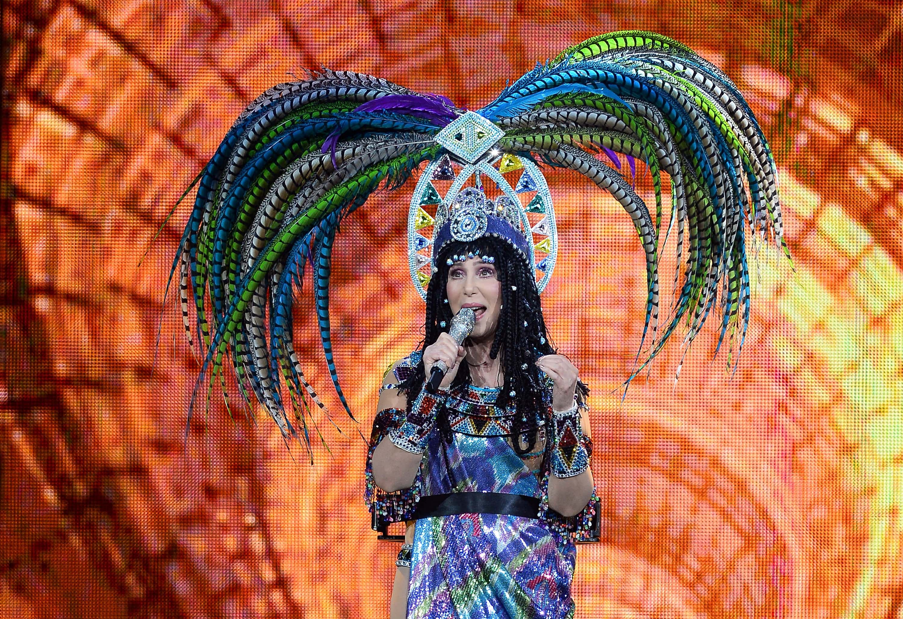 Singer Cher performs at the MGM Grand Garden Arena during her Dressed to Kill tour on May 25, 2014 in Las Vegas, Nevada.