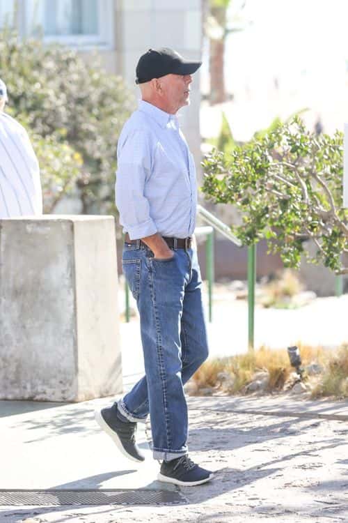 Bruce Willis looking classy in casuals while on his way to breakfast in Santa Monica. (BACKGRID)
