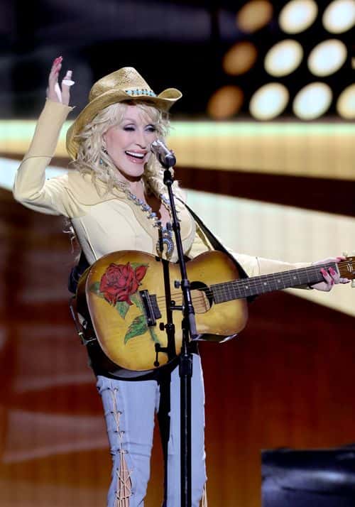 Dolly Parton performs onstage during the 57th Academy of Country Music Awards at Allegiant Stadium on March 07, 2022 in Las Vegas, Nevada.