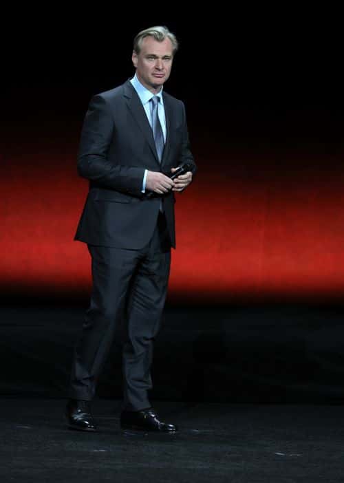 Christopher Nolan speaks onstage as he promotes the upcoming film 
