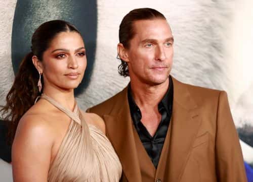 (L-R) Camila Alves and Matthew McConaughey attend the premiere of Illumination's