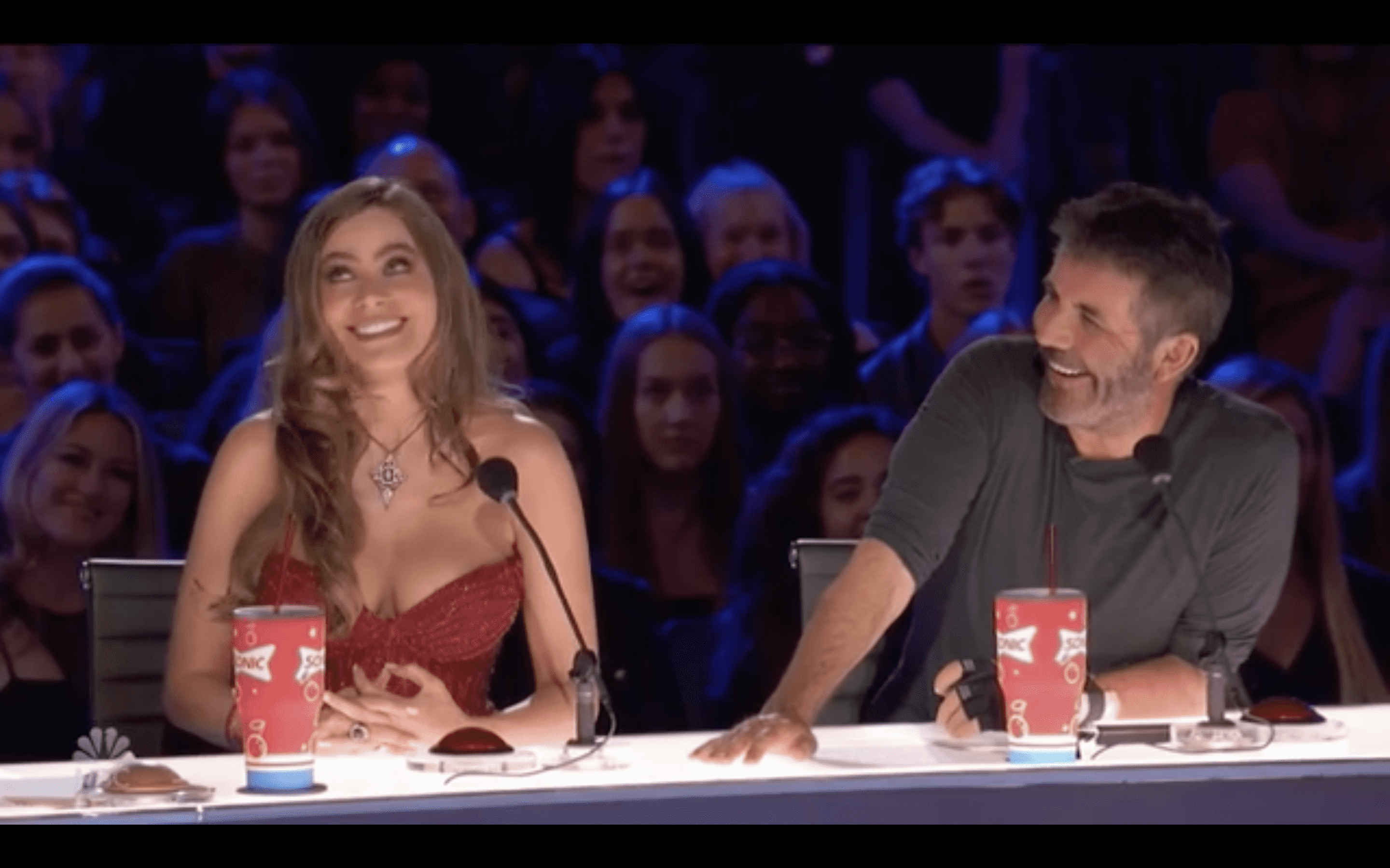 Sofia Vergara andSimon Cowell on 'AGT' (NBC)