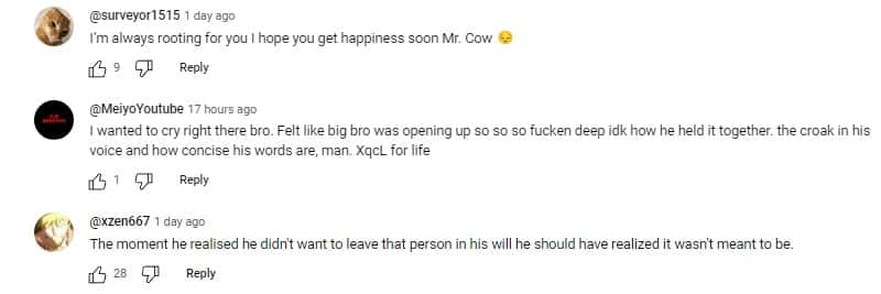 Internet shared comments on xQc (@xqcclips/YouTube)