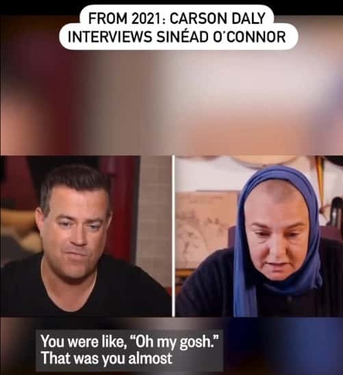 Carson Daly shares her candid interveiw with Sinéad O'Connor from 2021 (@carsondaly/Instagram)
