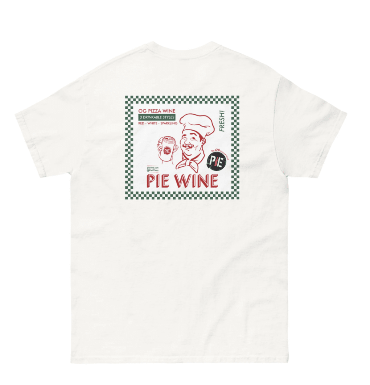 Pie Wine's stylish merchandise featuring its brand logo (Pie Wine website)