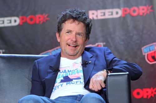 Actors Michael J. Fox speaks during a 