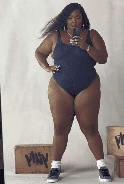 The Juice singer, 35, put on a sizzling display as she posed up a storm in the one piece from her YITTY swimwear collection (lizzo/TikTok)

