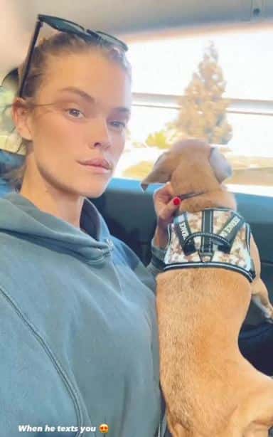 The Instagram story stated, 'When he texts you' (Nina Agdal/Instagram)