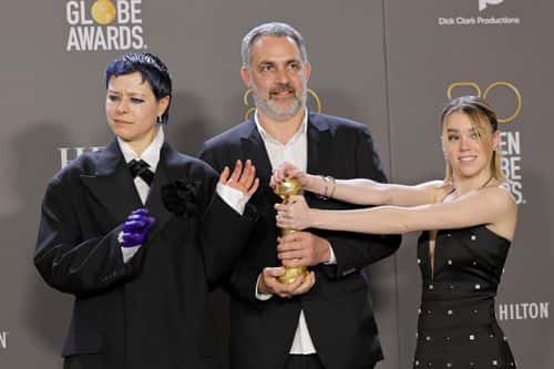 (L-R) Emma D'Arcy, Miguel Sapochnik, and Milly Alcock, winners of Best Drama Series for