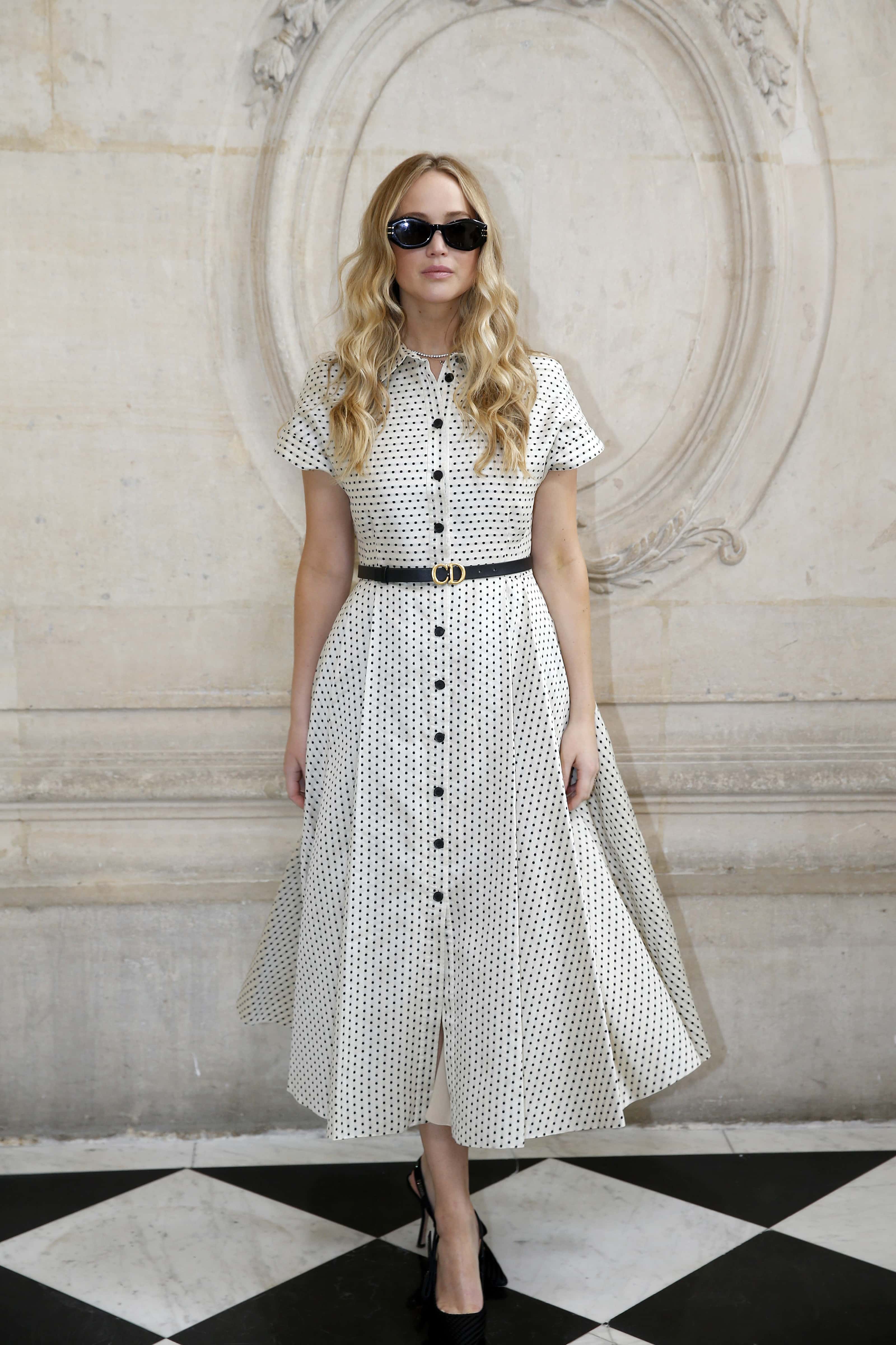 Jennifer Lawrence attends the Christian Dior Haute Couture Fall/Winter 2021/2022 show as part of Paris Fashion Week on July 05, 2021 in Paris, France.