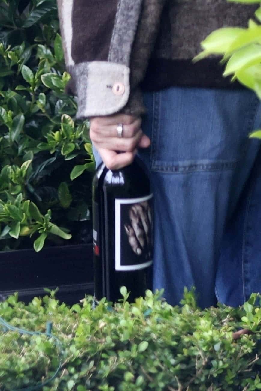 Wilson could be seen carrying a bottle of Orin Swift's Cabernet Papillon wine along as a gift, which can range between $64.99 and $164.99, depending on the year (Backgrid)

