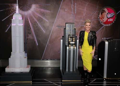 P!nk visits The Empire State Building on February 17, 2023 in New York City. (Photo by Michael Loccisano/Getty Images for Empire State Realty Trust)