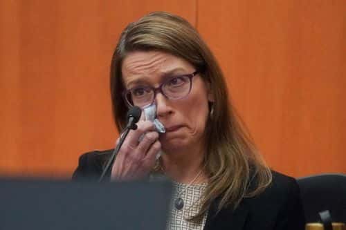 Shae Herath, the daughter of a man suing Gwyneth Paltrow over a 2016 ski collision, testifies about her father's health, on March 24, 2023, in Park City, Utah. Terry Sanderson is suing actress Gwyneth Paltrow for $300,000, claiming she recklessly crashed into him while the two were skiing on a beginner run at Deer Valley Resort in Park City, Utah in 2016.