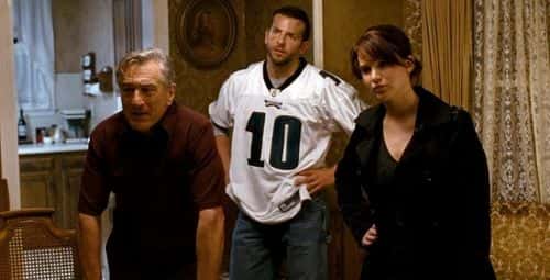 Roberg De Niro (Patrizio), Bradley Cooper (Pat), and Jennifer Lawrence (Tiffany) in 'Silver Linings Playbook' (The Weinstein Company)