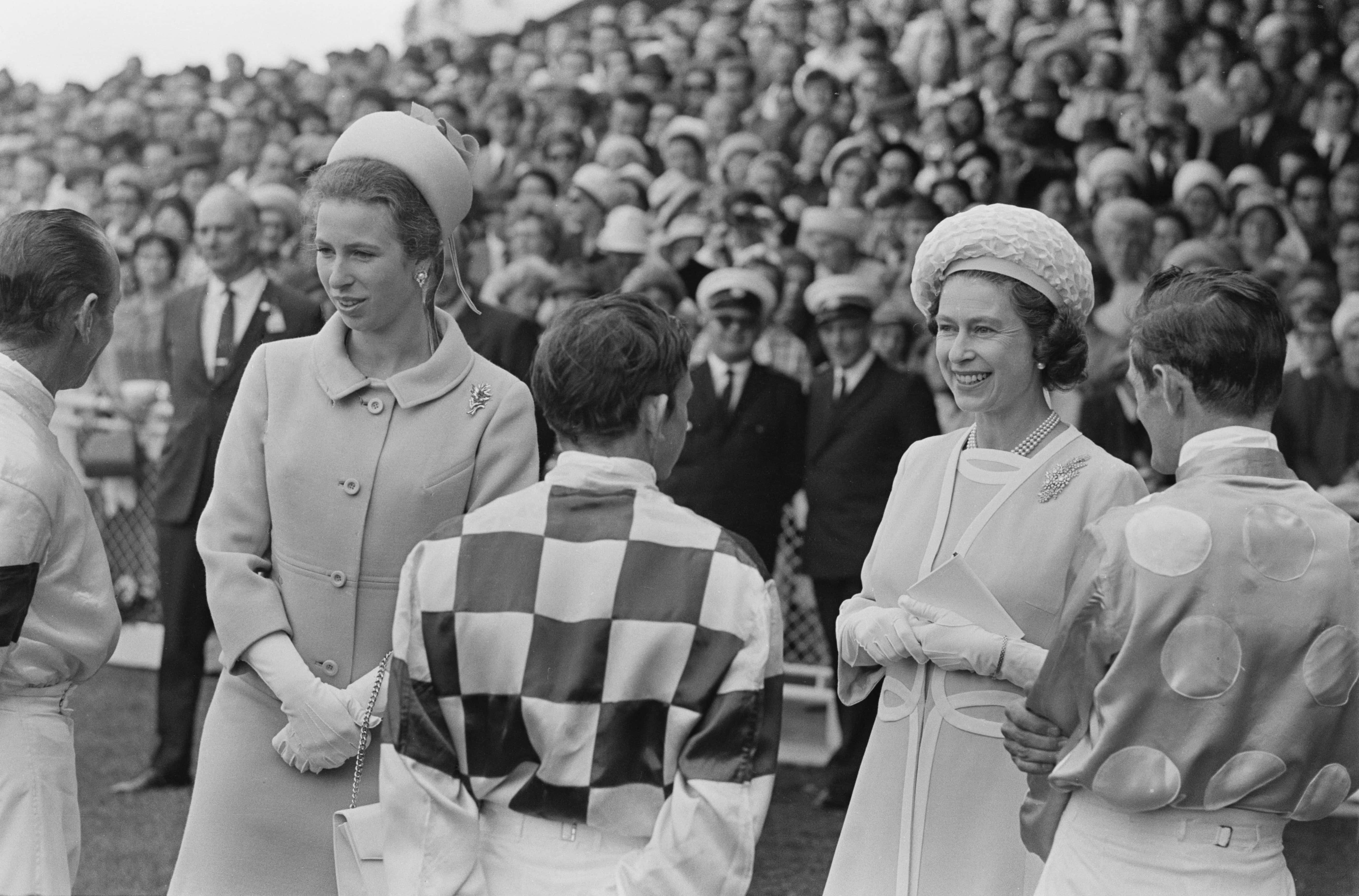 Queen Elizabeth II and Princess Anne at Randwick Racecourse in Sydney at the start of their royal tour of Australia, April 1970. (Photo by William Lovelace/Daily Express/Getty Images)
