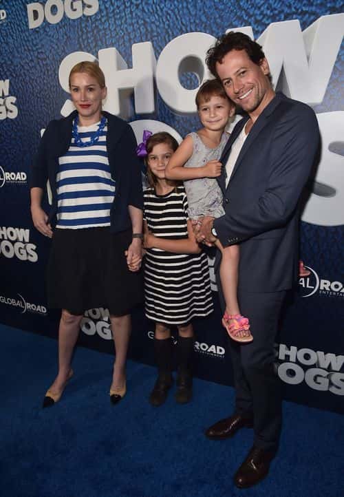 (L-R) Actress Alice Evans, Ella Gruffudd, Elsie Gruffudd and actor Ioan Gruffudd attend the premiere of Global Road Entertainment's 