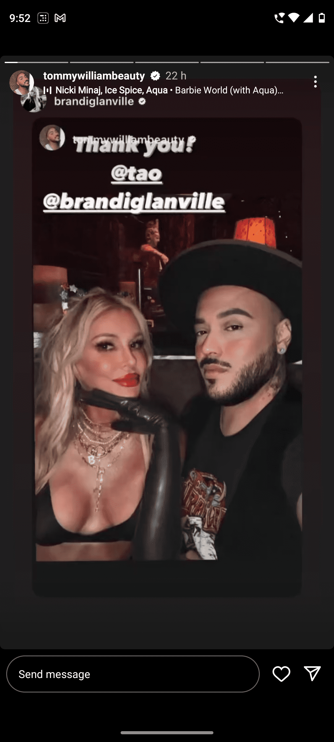 Brandi celebrating her make-up artist, Tommy William's birthday (@tommywilliambeauty/Instagram) 