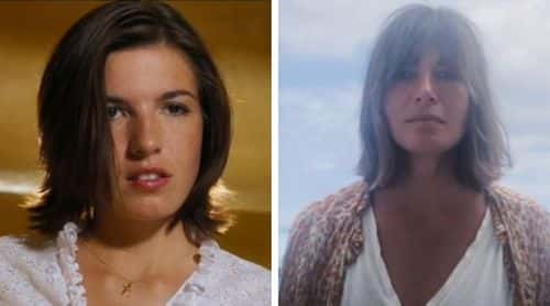 Lucia Moniz in ‘Love Actually’ 2003 (IMDb) and the actress in 2021 sporting a new haircut (Instagram/@luciamoniz)
