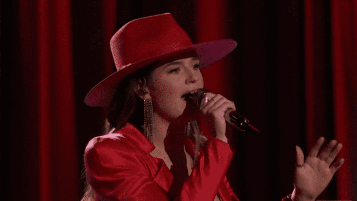 Grace West shines in 'Carmen Sandiego' vibes with her bold orange dress on 'The Voice' 2023 Finals (NBC)