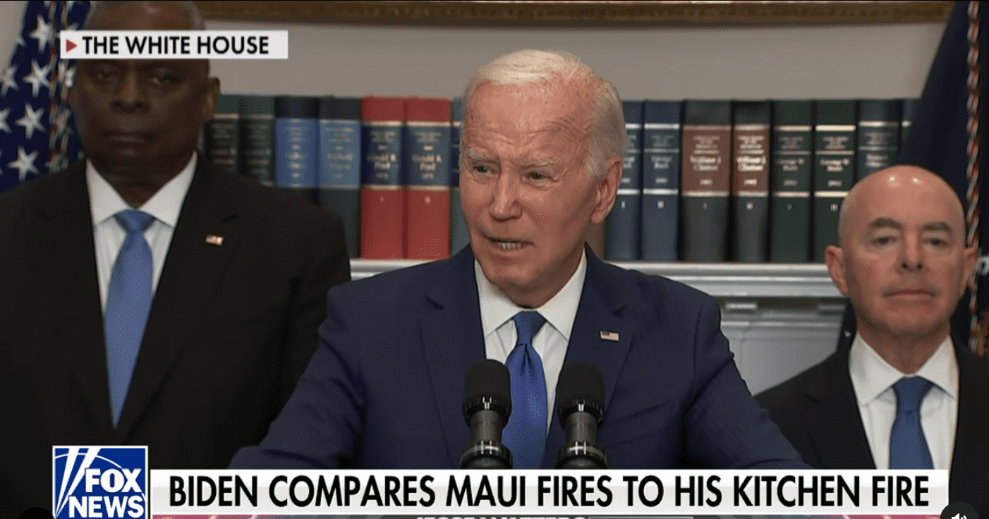 President Joe Biden once 'again' compared Maui wildfires to his 'kitchen' fire (@jesseprimetime/Instagram)