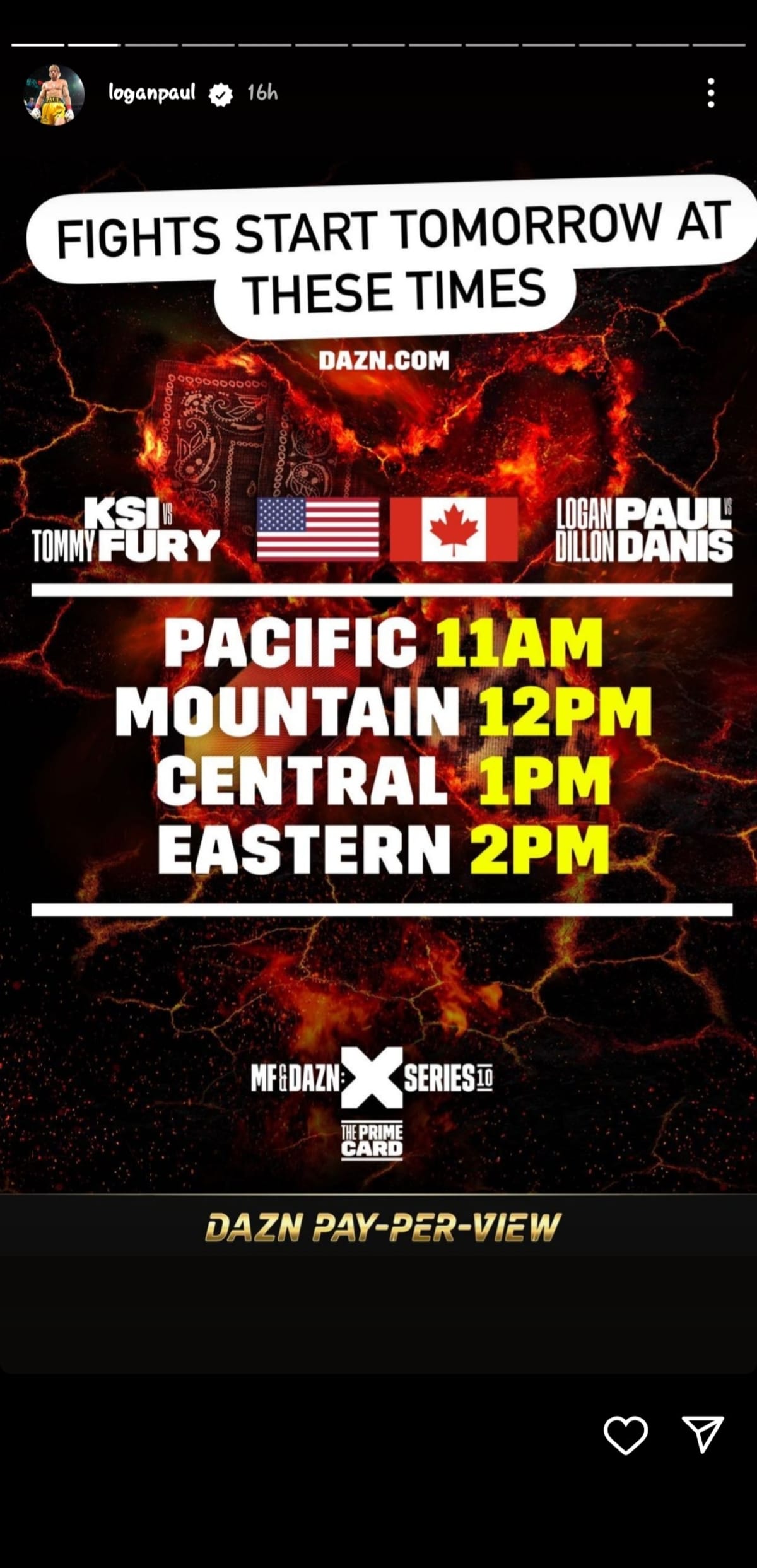 Logan Paul fight timings