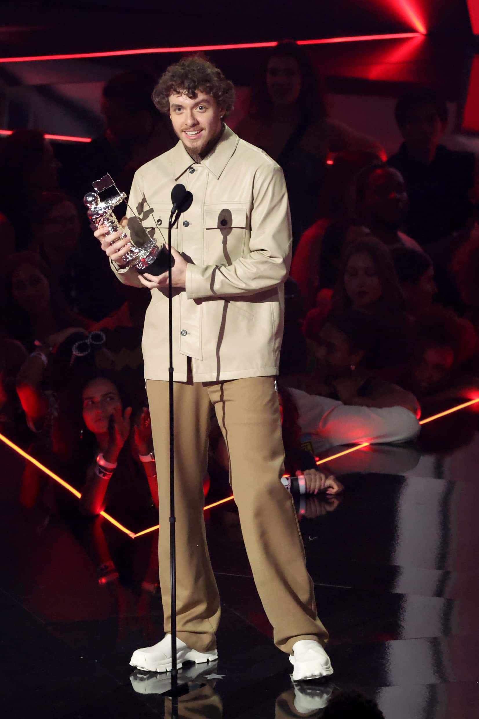 NEWARK, NEW JERSEY - AUGUST 28: Jack Harlow accepts the Song of the Summer award for ‘First Class’ o