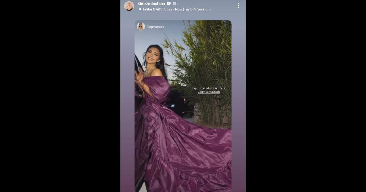 Still from the particular IG story Kim had posted on her birthday which featured a 2010 Taylor Swift song 'Speak Now' (@kimkardashian/Instagram)