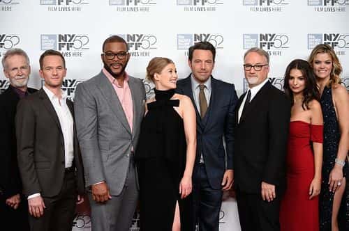 (L-R) David Clennon, Neil Patrick Harris, Tyler Perry, Rosamund Pike, Ben Affleck, David Fincher, Emily Ratajkowski, and Missi Pyle attend the Opening Night Gala Presentation and World Premiere of 'Gone Girl' during the 52nd New York Film Festival at Alice Tully Hall on September 26, 2014 in New York City (Dimitrios Kambouris/Getty Images)
